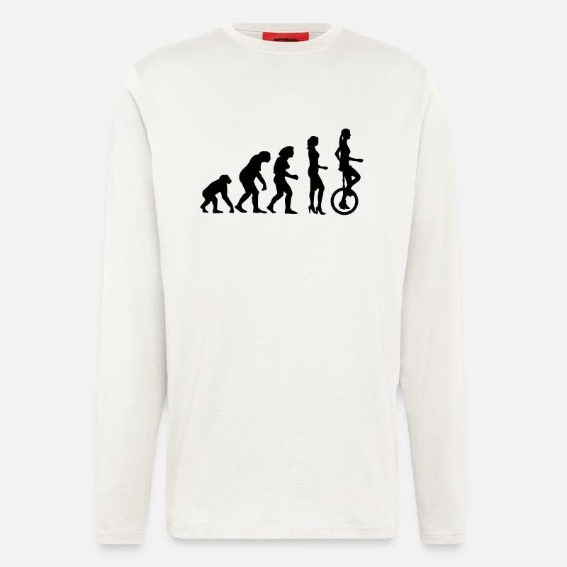 evolution_einradfahrerin_1c - Manches longues bio décontracté fabriqué en UE - OFF WHITE