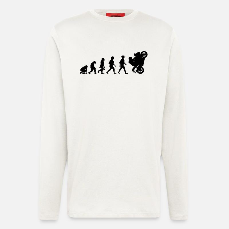 Evolution Superbikes Moto Biker course - Manches longues bio décontracté fabriqué en UE - OFF WHITE