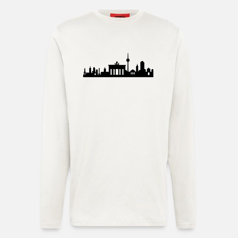 Berlin skyline abstract small - Longsleeve - made by SPREAD  - OFF WHITE