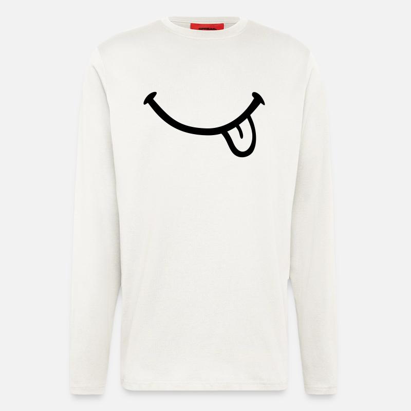 Smiley Zunge - Langarmshirt - made by SPREAD  - OFF WHITE