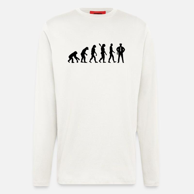 Evolution Police - Manches longues bio décontracté fabriqué en UE - OFF WHITE