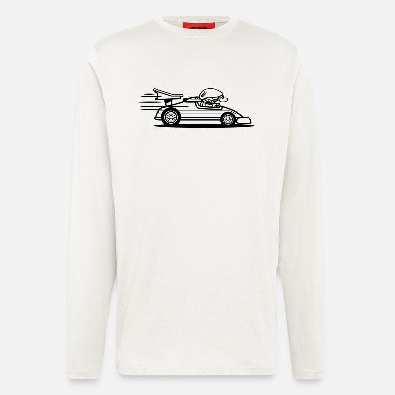 Rennwagen witzig - Langarmshirt - made by SPREAD - OFF WHITE