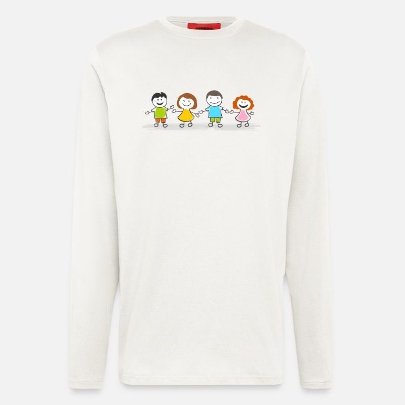 Menschen - Strichmännchen Kinder - Langarmshirt - made by SPREAD  - OFF WHITE