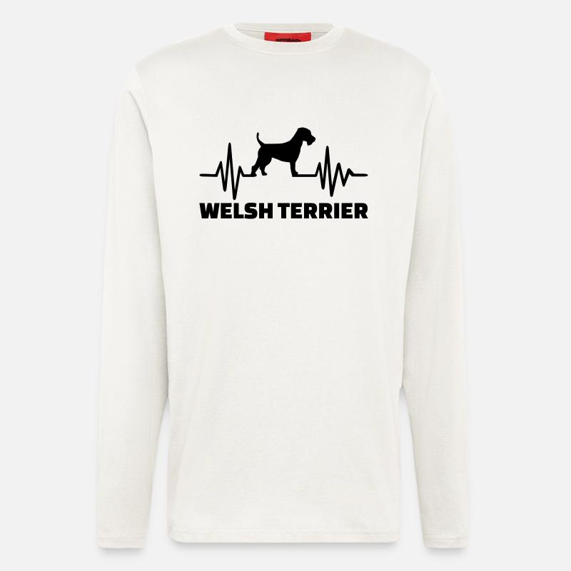 Welsh Terrier - Manches longues bio décontracté fabriqué en UE - OFF WHITE