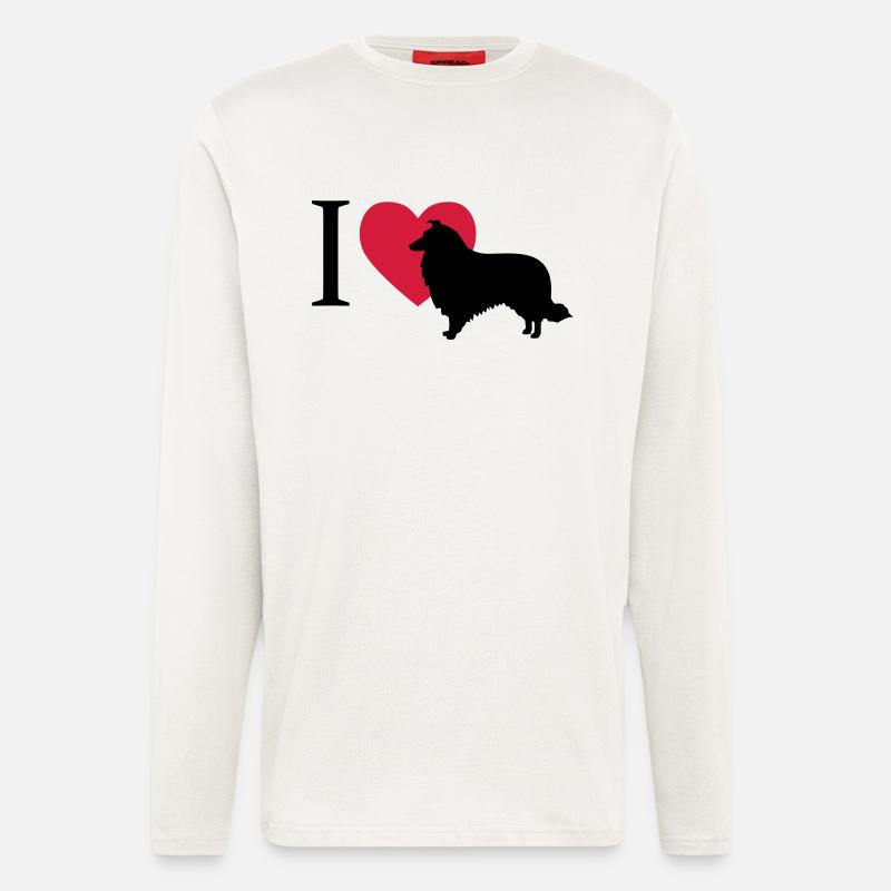 J'aime Collie - Manches longues bio décontracté fabriqué en UE - OFF WHITE