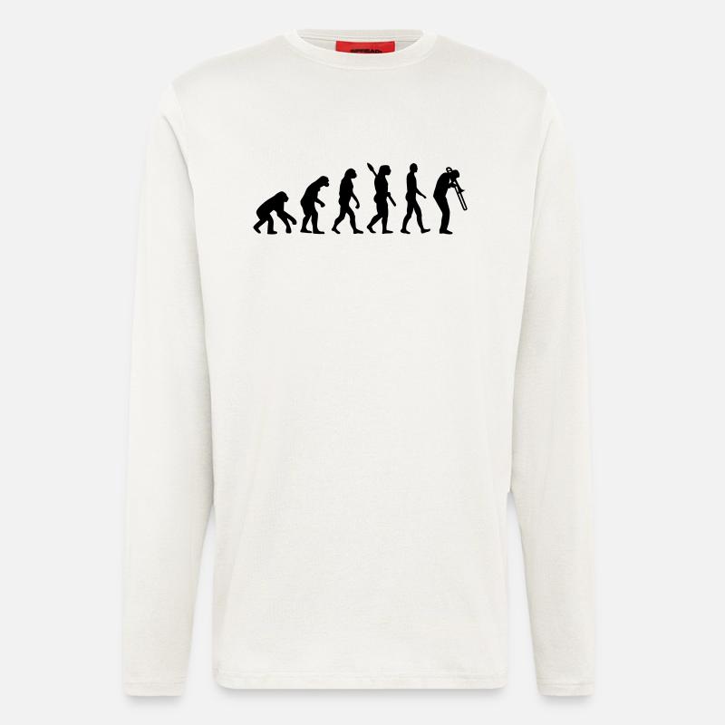 Evolution Trombone - Manches longues bio décontracté fabriqué en UE - OFF WHITE
