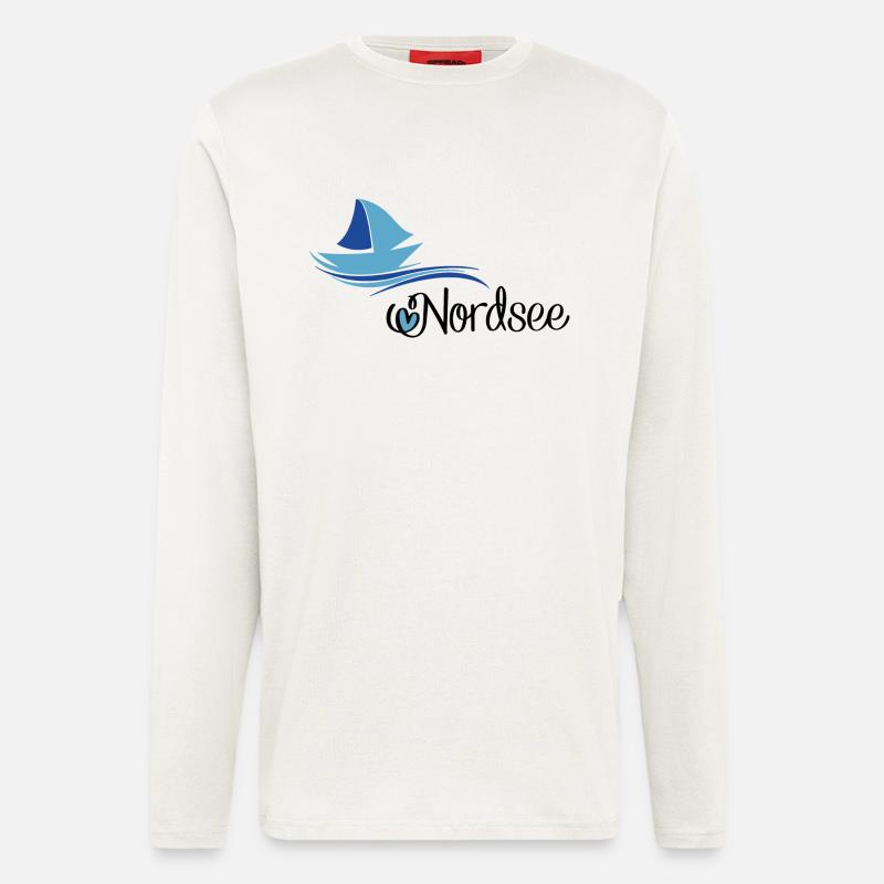 Nordsee Design mit Segelboot - Langarmshirt - made by SPREAD  - OFF WHITE