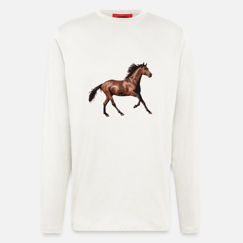 braunes Pferd - Langarmshirt - made by SPREAD  - OFF WHITE
