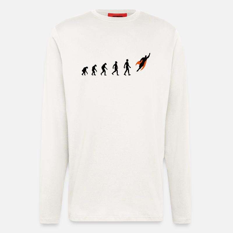 Evolution, super, held, Superhelden, darwin, - Langarmshirt - made by SPREAD  - OFF WHITE