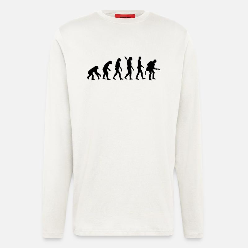 Evolution Rock Musiker - Langarmshirt - made by SPREAD  - OFF WHITE
