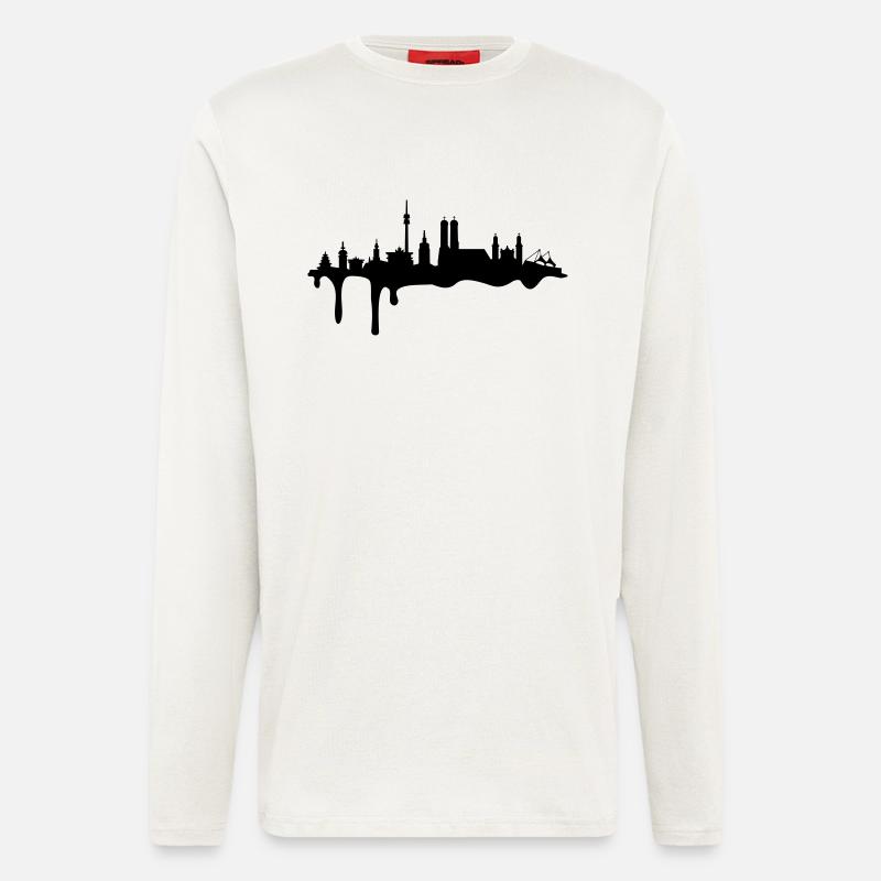 Skyline München Farbe - Langarmshirt - made by SPREAD - OFF WHITE