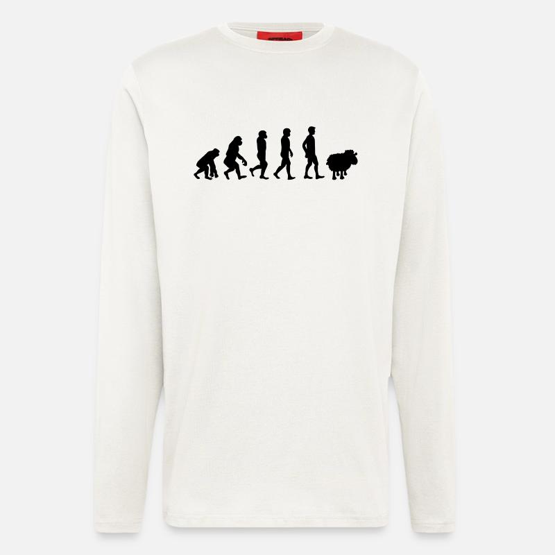 evolution mouton cadeau anti-système complotiste - Manches longues bio décontracté fabriqué en UE - OFF WHITE