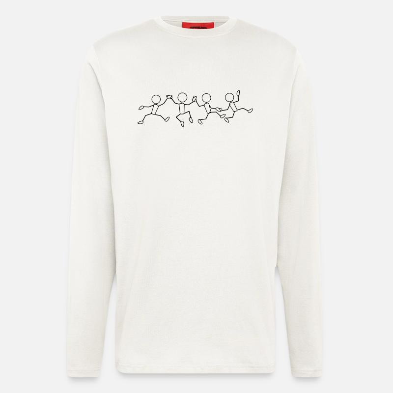 happy_human_chain_1c - Langarmshirt - made by SPREAD  - OFF WHITE