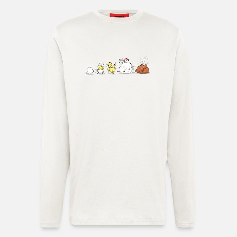 Évolution du poulet - Manches longues bio décontracté fabriqué en UE - OFF WHITE