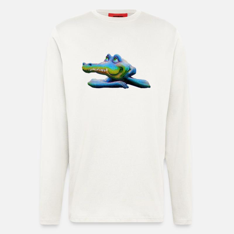 Amstrad Retro Krokodil - Maskottchen 01 - Langarmshirt - made by SPREAD  - OFF WHITE