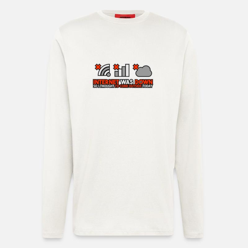 Internet Was Down - Offline Programmierer Computer - Langarmshirt - made by SPREAD  - OFF WHITE