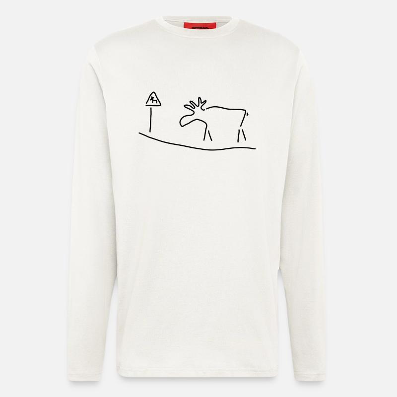 elch mit warnschild - Langarmshirt - made by SPREAD  - OFF WHITE