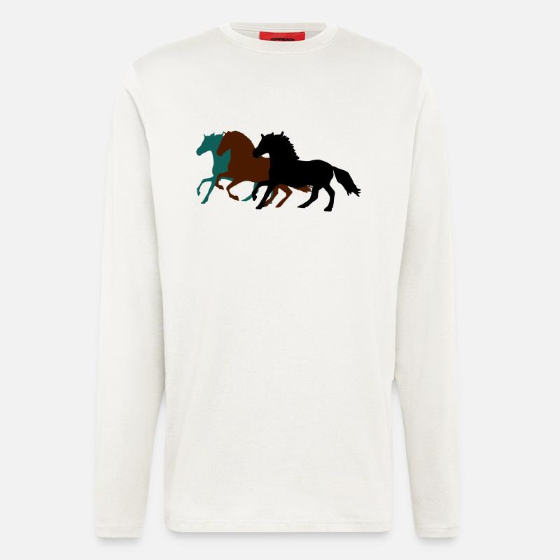 drei_pferde_pferd - Langarmshirt - made by SPREAD  - OFF WHITE
