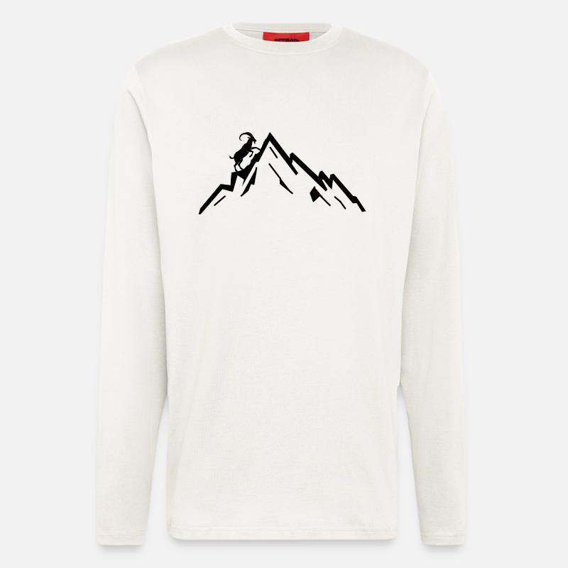 Steinbock Berge Berg - Langarmshirt - made by SPREAD - OFF WHITE