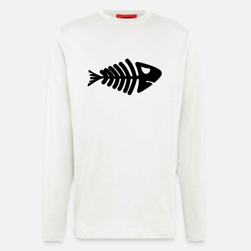 fish skeleton bone tail - Langarmshirt - made by SPREAD  - OFF WHITE