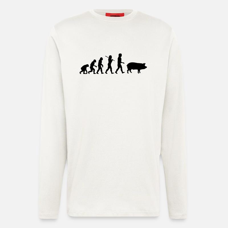 Evolution zum Schwein - Langarmshirt - made by SPREAD  - OFF WHITE