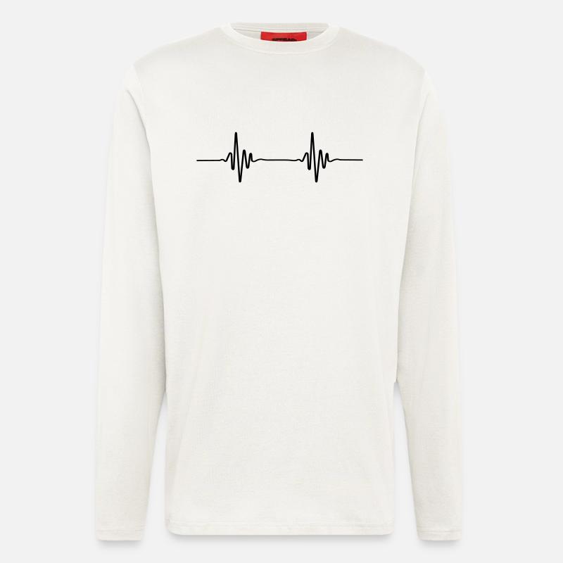 Battement du graphique ECG - Manches longues bio décontracté fabriqué en UE - OFF WHITE