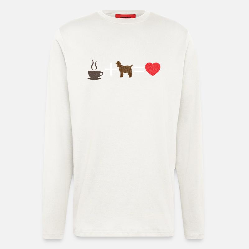 Chien / Cocker café + Cocker = - Manches longues bio décontracté fabriqué en UE - OFF WHITE