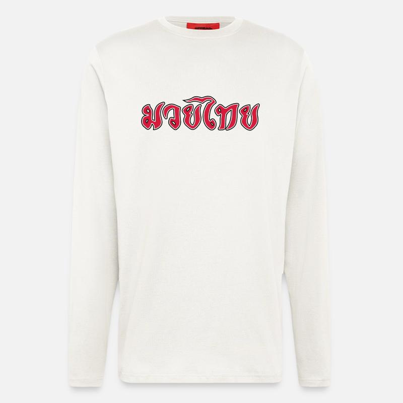 Muay Thai Script - Manches longues bio décontracté fabriqué en UE - OFF WHITE