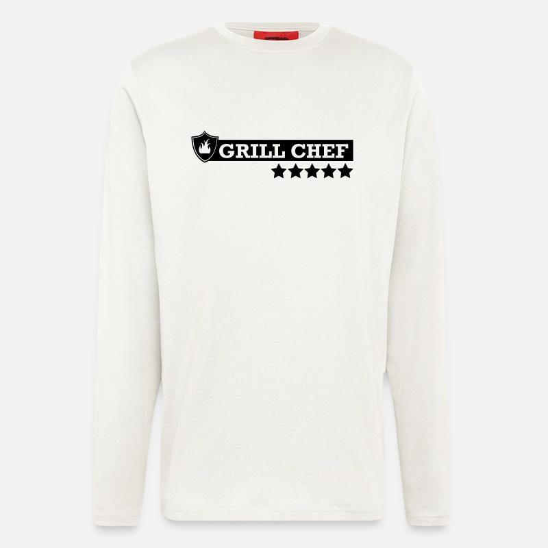 Grill,Grillen,BBQ,Koch,Chef,Fleisch,Sommer,Wurst, - Langarmshirt - made by SPREAD  - OFF WHITE