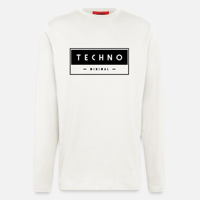 Techno - Minimal - - Manches longues bio décontracté fabriqué en UE - OFF WHITE