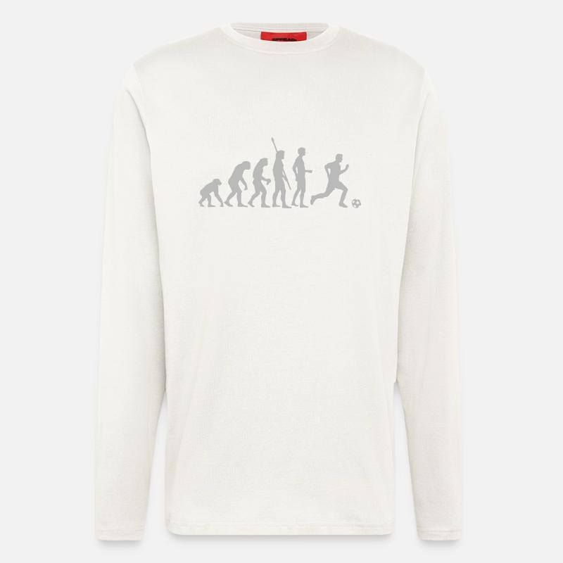 evolution_fussball_weiss - Langarmshirt - made by SPREAD  - OFF WHITE