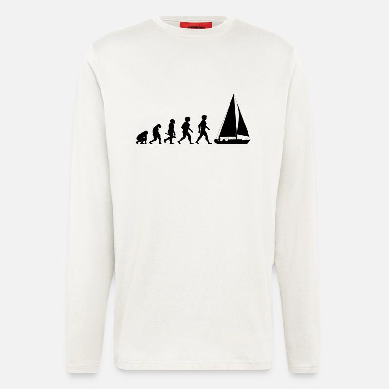 Evolution sailing sailboat sailing ship - Longsleeve - made by SPREAD  - OFF WHITE