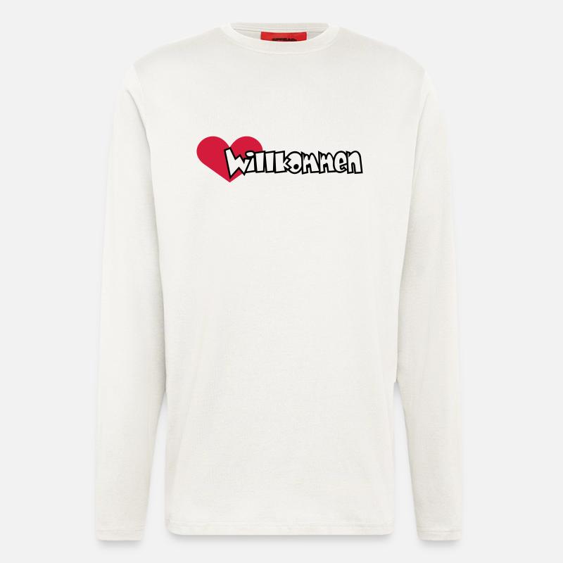 Herzlich Willkommen (2c) - Langarmshirt - made by SPREAD  - OFF WHITE