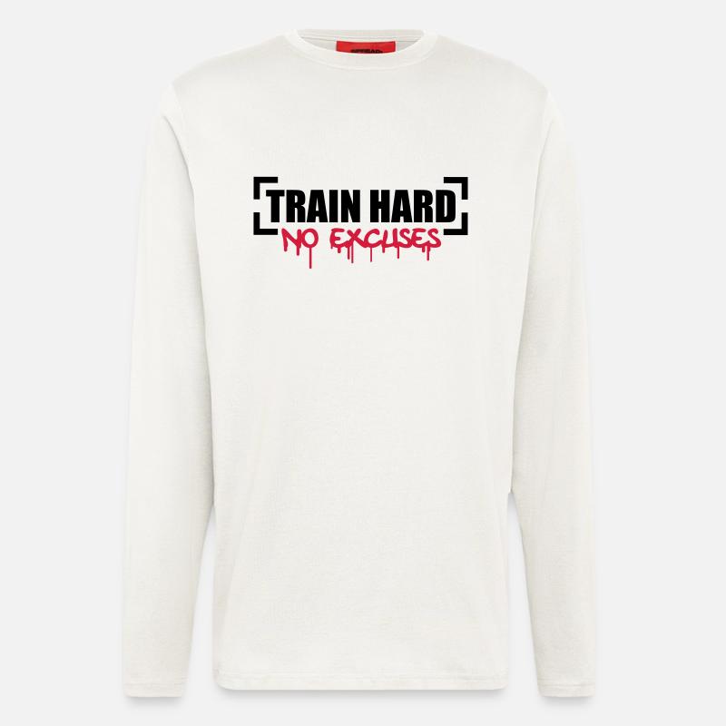 Train Hard No Excuses - Langarmshirt - made by SPREAD  - OFF WHITE