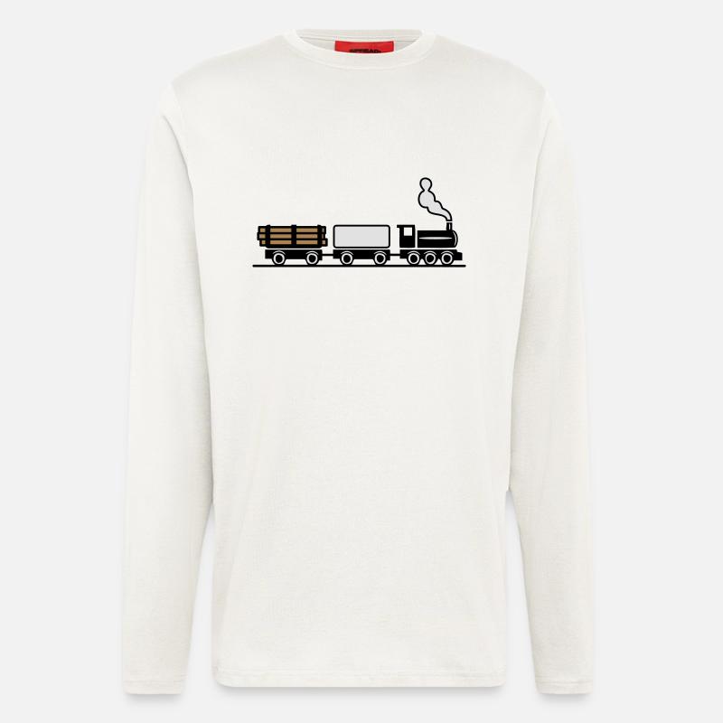 dampflok eisenbahn spielzeug güterzug - Langarmshirt - made by SPREAD  - OFF WHITE