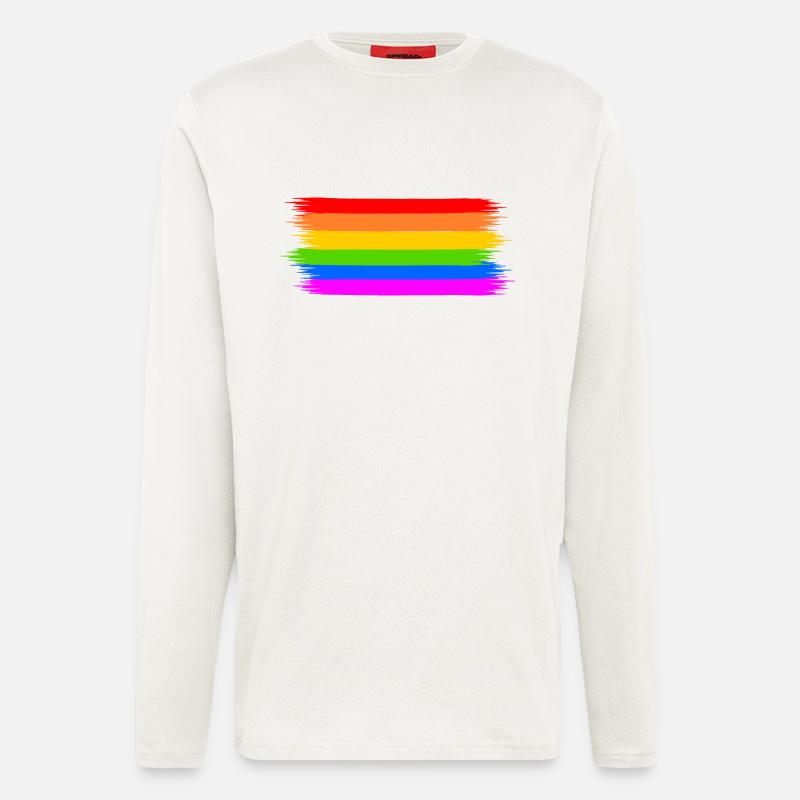 Regenbogen Regenbogenfahne - Langarmshirt - made by SPREAD  - OFF WHITE