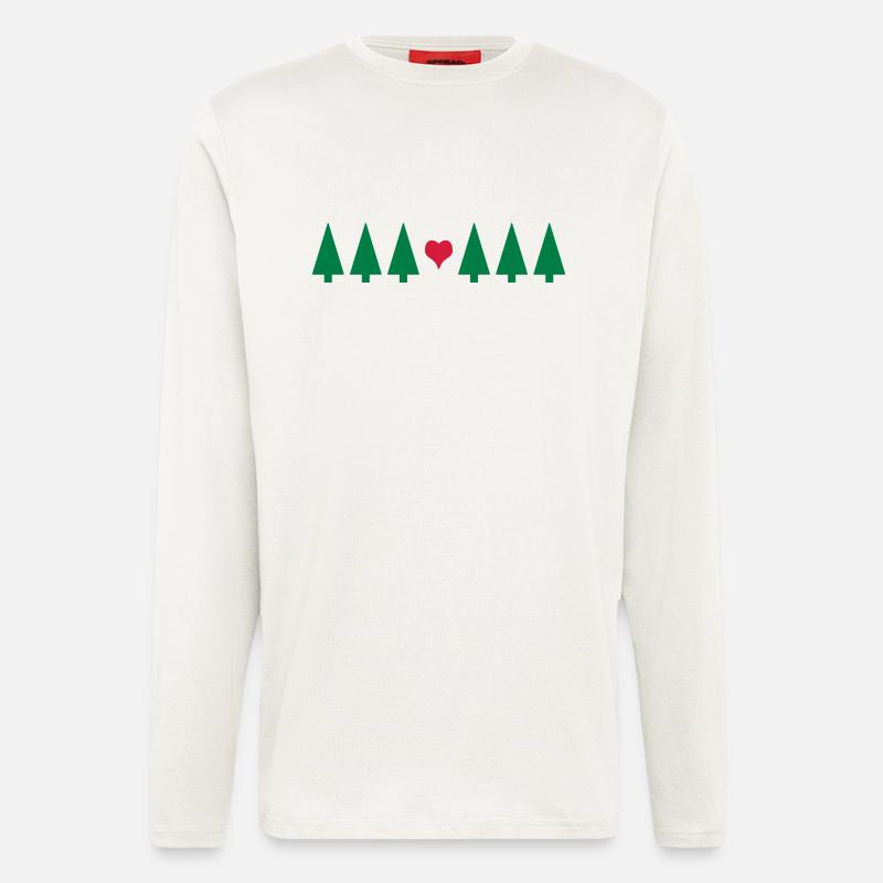 Weihnachtsbaum mit Herz - Langarmshirt - made by SPREAD  - OFF WHITE