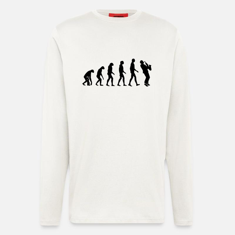 saxophone evolution - Langarmshirt - made by SPREAD  - OFF WHITE