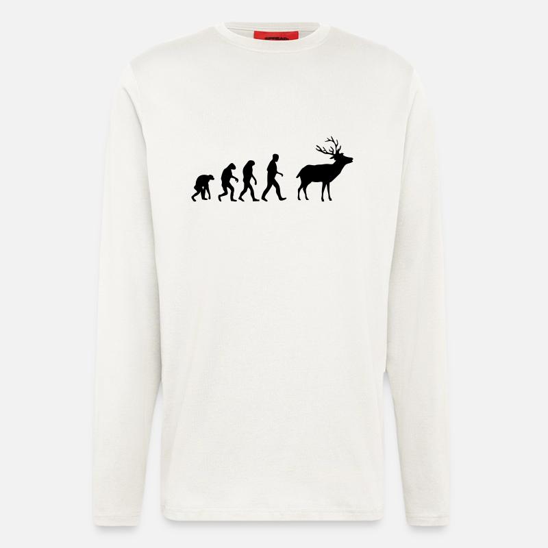 cerf evolution - Manches longues bio décontracté fabriqué en UE - OFF WHITE