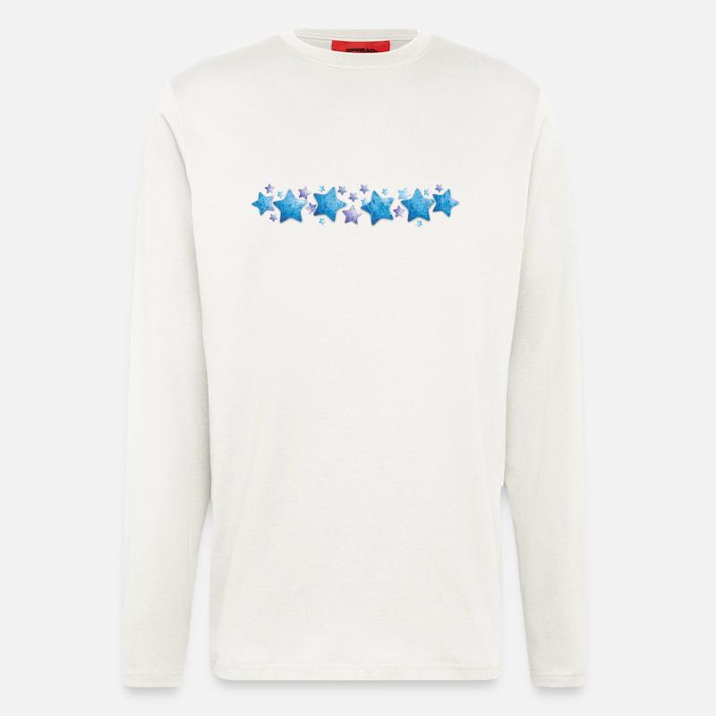 Blaue Sterne - Langarmshirt - made by SPREAD  - OFF WHITE