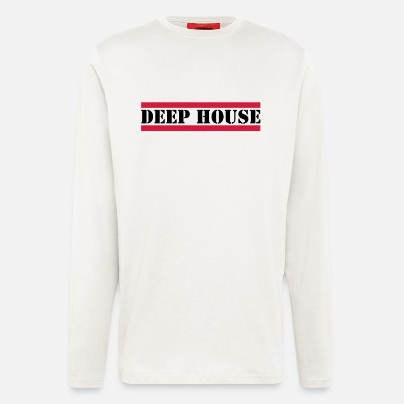 Deep House mit roten Linien - Langarmshirt - made by SPREAD  - OFF WHITE