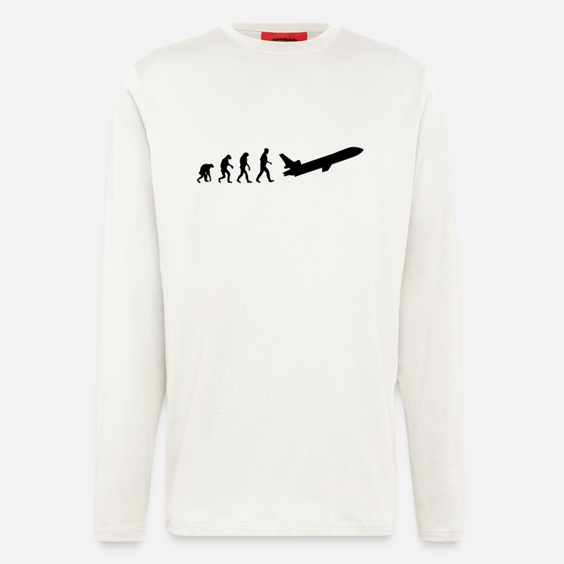 flugzeug evolution - Langarmshirt - made by SPREAD  - OFF WHITE