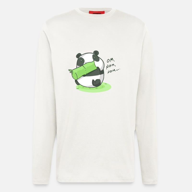 Mampfender Panda Om Nom Nom Geschenkidee - Langarmshirt - made by SPREAD  - OFF WHITE