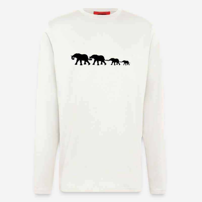 medium_elephant_family - Langarmshirt - made by SPREAD  - OFF WHITE