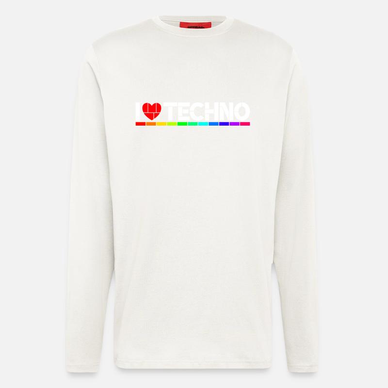 I love Techno - Langarmshirt - made by SPREAD  - OFF WHITE