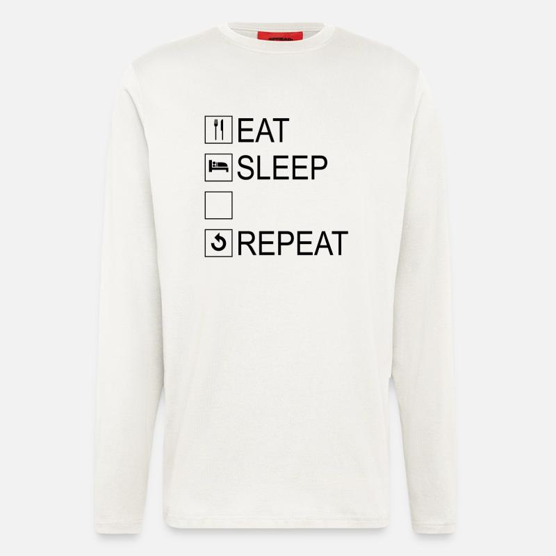 Eat Sleep Repeat Template - Langarmshirt - made by SPREAD  - OFF WHITE