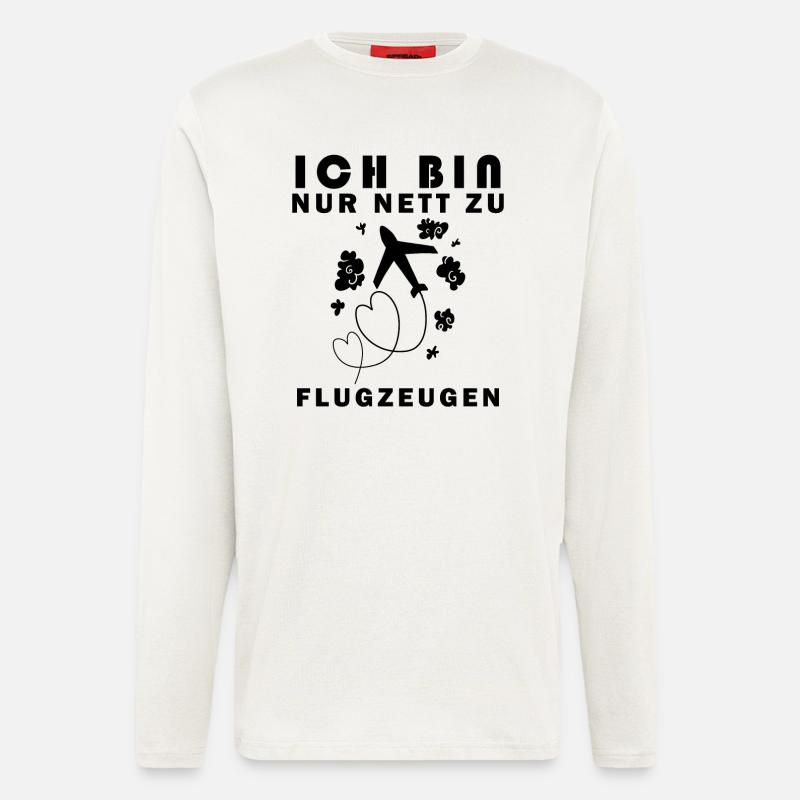 Flugzeug Spruch Geschenk - Langarmshirt - made by SPREAD  - OFF WHITE