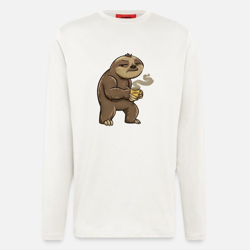 Faultier Kaffee - Langarmshirt - made by SPREAD  - OFF WHITE