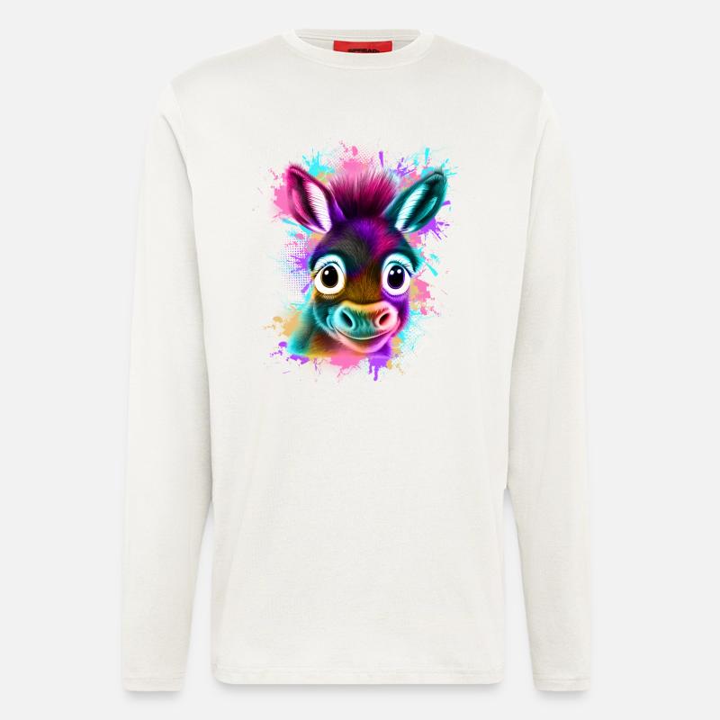 Esel Graffiti Bunt - Langarmshirt - made by SPREAD  - OFF WHITE