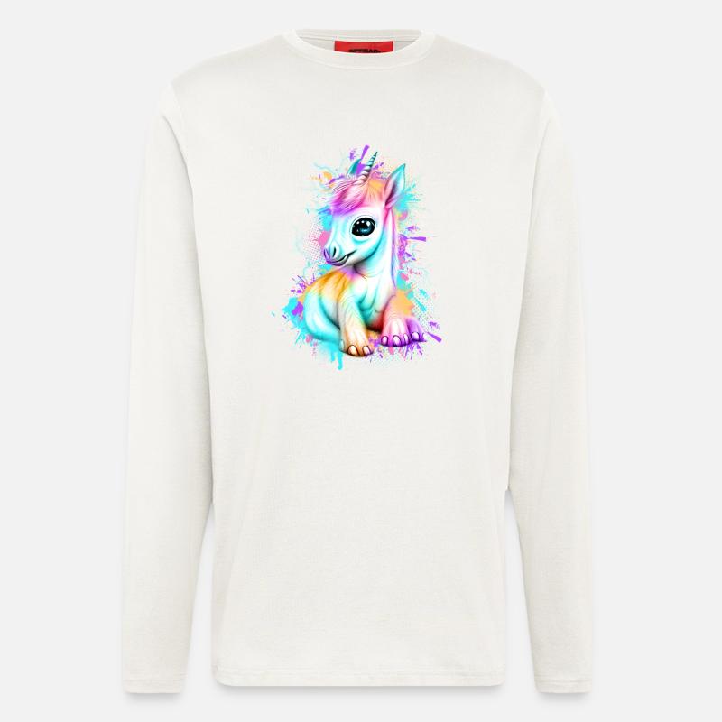 Einhorn Graffiti Bunt - Langarmshirt - made by SPREAD  - OFF WHITE